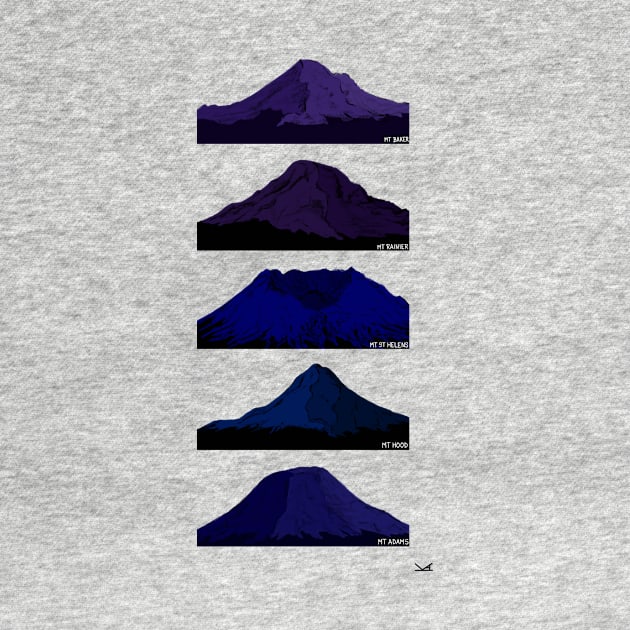 Cascade Volcanoes Blue and Purple by FernheartDesign